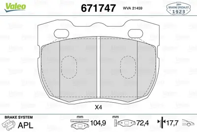 VALEO 671747 Ön Balata Landrover Rangerover 2.5 2.5td5 3.5 81-94 Defender 2.5 2.5td 90 98 RTC5756