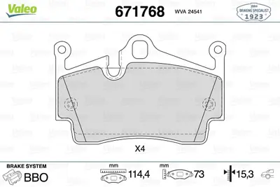 VALEO 671768 Arka Balata Porsche Boxster 12 Cayman 13 98735293901