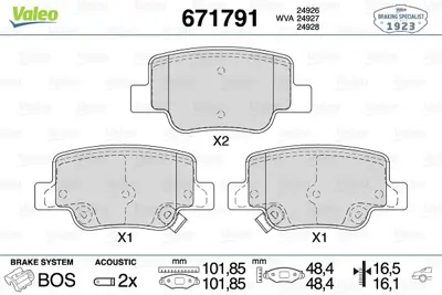 VALEO 671791 Arka Fren Balatası Verso 09 44660F011