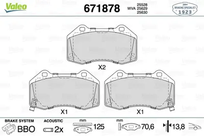 VALEO 671878 Ön Disk Fren Balatası Abarth 124 1.4 03/16 Fıat 124 1.4 03/16 Mazda Mx5 1.5/2.0 06/15 6000615056