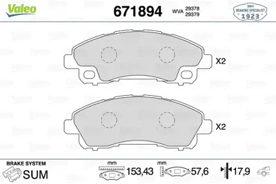 VALEO 671894 Disk Fren Balatası Arka Canter 2001-2010 