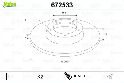 VALEO 672533 Fren Dıskı (Arka) (X2) Cıtroën C4 Iı (B7) 2.0 Hdi 4249F7