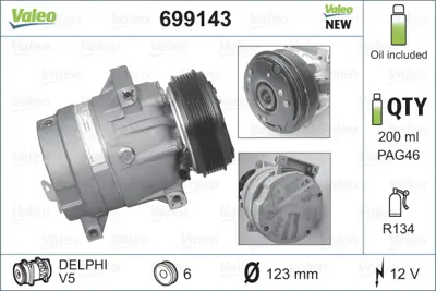 VALEO 699143 Kompresor Renault Avantıme 2763000QAB 7701499860 8200795537 9111563