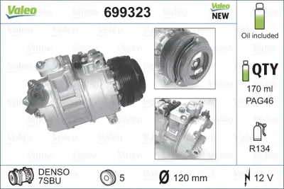 VALEO 699323 Klıma Kompresoru Bmw M54 M52 M57 S54 E39 96>04 E38 95>01 E46 98>05  X3 E83 03>06 8386451