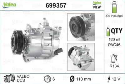 VALEO 699357 Klıma Kompresoru Caddy Golf V Jetta Passat Tıguan Touran A3 Leon Octavıa 1.6 1.9 2.0 Tdı 1.6fsı / Ts 1K0820859S 5K0820803J 5Q0820803K 8J0260805 8J0260805A