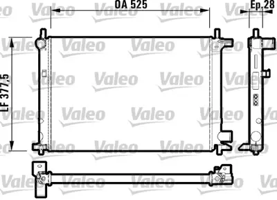 VALEO 732003 Motor Su Radyatoru ( /+ac) Fıesta Iv 1,8td 95>02 Mazda 121 Iıı 96>03 Mekanık Olcu: (377,5 X 525 X 28 1E1615200B 96FB8005HE