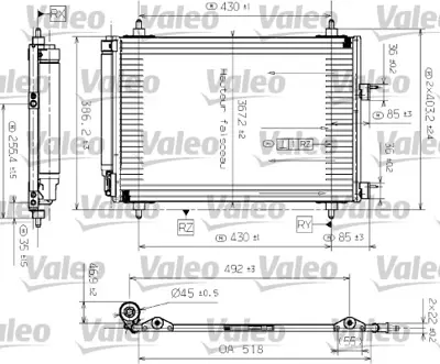 VALEO 817524 Klıma Radyatoru (Kondanser) P307 1.4ı 1.6hdı (01 08) Olcu: (518×367×16) 6455AA