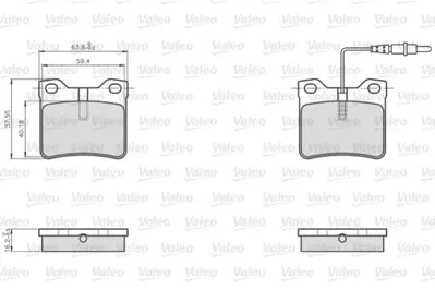 VALEO 872279 Fren Balatası Arka (Fıslı) V-Class 638/2 97>03 Vıto 638 97>03 , P406 P605 P607 95>08 A0034200020