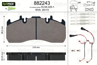 VALEO 882243 Disk Fren Balatası Optıpack Renault Mıdlum Sensörlü 21496551 7424399915