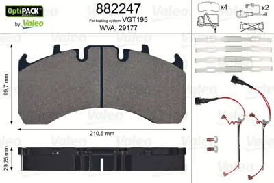 VALEO 882247 Disk Fren Balatası Optıpack Renault Premıum Iı Sensörlü 21496552 5001864380