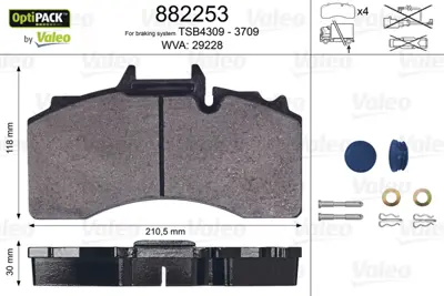 VALEO 882253 Disk Fren Balatası Optıpack Bpw 