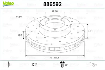 VALEO 886592 Fren Diski Ön X2 Opel Astra G 1.4. 1.6 98- 569059