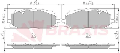 BRAXIS AA0666 Fren Balatası On Q7 2.0 Tfsı 3.0 Tfsı 3.0 Tdı Quattro 15> 4M0698151AA