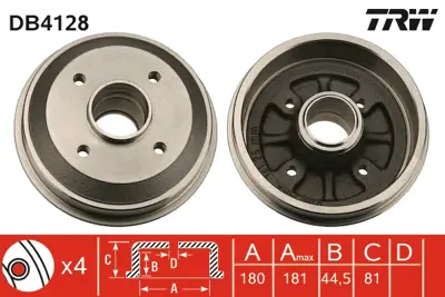 TRW DB4128 Arka Fren Kampanası P309 P306 Xsara Zx Xsara 1,4ı / 1,6ı / 1,8ı / 1,9 Abssız 424732 9478267980