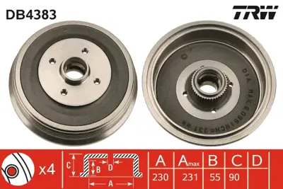 TRW DB4383 Fren Kampanası Arka Caddy Iı 95 04 6K9501615A 6K9501615D