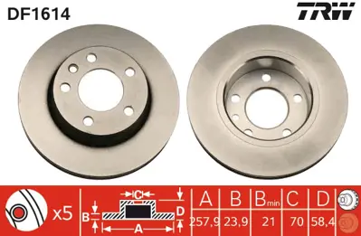 TRW DF1614 Fren Diski Ön Omega A 86>94  Havalı 258mm 90271134