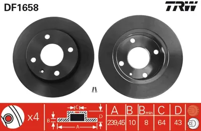 TRW DF1658 Ford:  Courıer Box (F3l, F5l), Escort V (Aal, Abl), Escort V Saloon (Afl), Fıesta Box (Fvd), Fıesta 89FX1125S1A