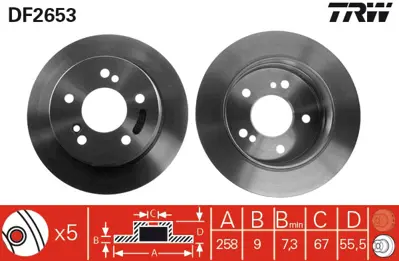 TRW DF2653 Fren Dıskı Arka W202 93>00 W124 93>95 C124 93>97 A2024230012