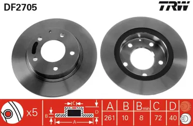 TRW DF2705 Arka Fren Aynası Duz Mazda 626 2,0 Fs 92>97 Mx 6 2,0 2,5 2 5 92>97 261x5 F32Z2C026A GTYF26251C