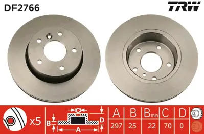 TRW DF2766 Fren Dıskı On Range Rover 94-01 297mm NTC8780