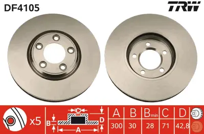 TRW DF4105 Fren Diski Ön S-Type 98> Havalı 300mm XR858130