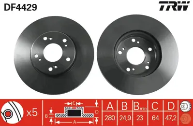 TRW DF4429 Fren Diski Ön Accord Vıı 03>08  Havalı 280mm 45251SEAE00