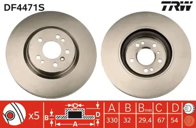 TRW DF4471S Fren Dıskı On 4-Matic W166 15>19 C292 15>19 W251 06>12 A1644211312