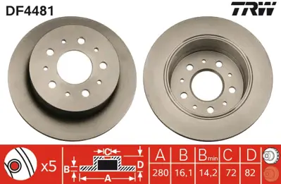 TRW DF4481 Arka Fren Dısk Aynası Boxer Jumper Ducato (Tum Modeller) 14q (15 Jant) 1,9 2,0 Hdı 2,2 Hdı 2,5duz 2, 4249L0 71740118