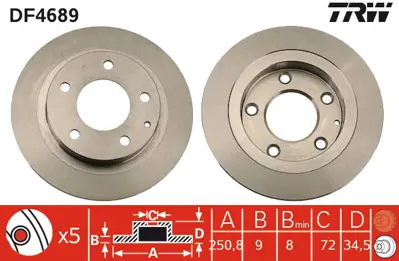 TRW DF4689 Arka Fren Aynası 323f V Ba 1,5 16v / 1,8 16v / 2,0 24v 07 / 94 09 / 98 Abs Lı Araclar Icın B01C26251B