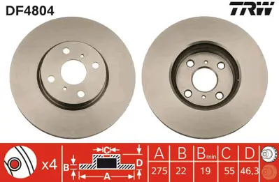 TRW DF4804 Fren Diski Ön Yarıs 05>13  Havalı 275mm 4351252130