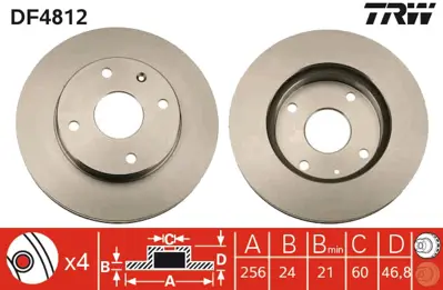 TRW DF4812 Fren Diski Ön Evanda 02> Rezzo 00> Havalı 256mm 96328338