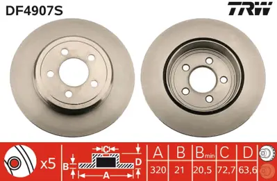 TRW DF4907S Arka Fren Aynası Havalı 300 C 300 C Tourıng 2,7 / 3,0crd / 3,5 / 3,5awd / 5,7 / 6,1 09 / 04 Spor Sas 