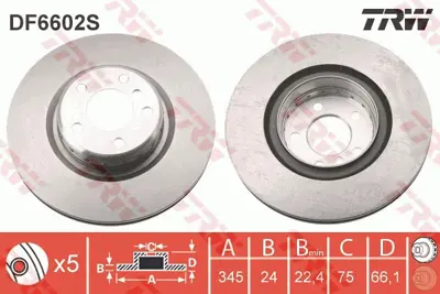 TRW DF6602S Fren Dıskı Arka Bmw 1 2010>>, 2 2013>>, 3 2011>>, 4 2013>> 6797605