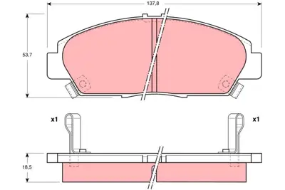 TRW GDB1180 On Fren Balatası Honda Prelude 2.0 91-96 Accord 2.0 93-98 Rover 600 45022SS0G10