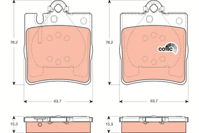 TRW GDB1421 Arka Balata Mercedes W203 02-2.07 S203 02-8.07 Cl203 01-6.11 C209 02-09 R171 04-11 A0054201920