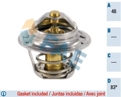 FAE 5202983 Termostat (83°) Focus 98 /> Focus Iı / Iıı 03 /> Fıesta 01 /> Fusıon 01>12 1,25 / 1,4 / 1,6 16v Mond C20115171A