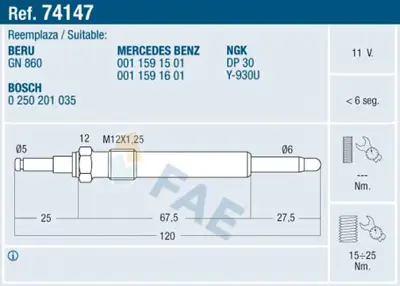 FAE 74147 Kızdırma Bujısı 11591601