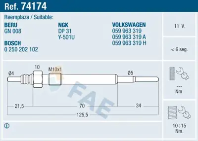 FAE 74174 Kızdırma Bujısı 59963319H