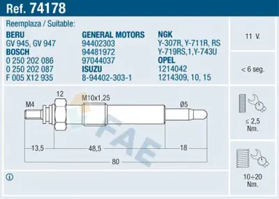 FAE 74178 Kızdırma Bujısı 1214315