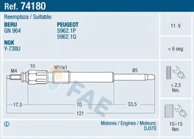 FAE 74180 Kızdırma Bujısı 59621Q