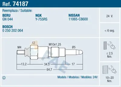 FAE 74187 Kızdırma Bujısı Nıssan 11065C8600