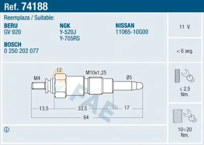 FAE 74188 Kızdırma Bujısı Nıssan 1106510G00