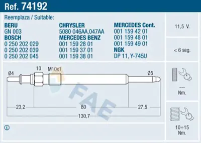 FAE 74192 Kızdırma Bujısı 11594901