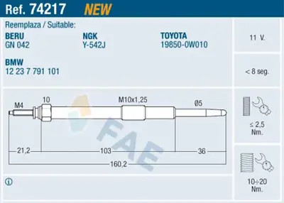 FAE 74217 Kızdırma Bujısı 12237791101 198500W010