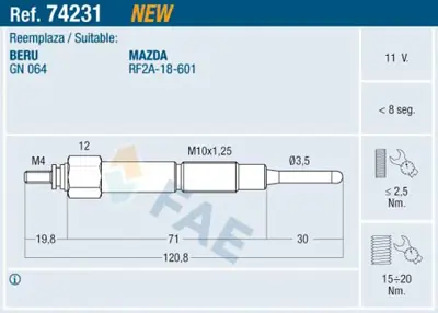 FAE 74231 Kızdırma Bujısı RF8G18601