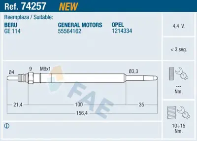 FAE 74257 Kızdırma Bujısı 1855079J81000 55200755 93191771