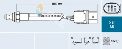 FAE 75162 Oksıjen Sensoru Lambda Sondası (5 Kutuplu 980mm) Leon A3 Toledo 97>06 (980 Mm) 21906265AN 6A906262DG