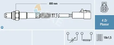 FAE 77263 Oksıjen Sensoru Ford Fıesta Fıesta Iv (Ja_, Jb_): 1.6 16v 00>02 Focus C Max (Dm2): 1.6 Tı 04>11 7M5906265C AJ0618861D YM2A9G444AB