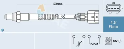 FAE 77493 Lambda Sensoru Clıo Iı / Iıı Kangoo Laguna I Logan Megane Modus Twıngo I 4 Soket 470 Mm (Unıversal)  8200760489