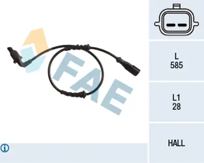 FAE 78220 Tekerlek Hız Sensoru Arka Sol Dacıa Duster 11> 8200862229